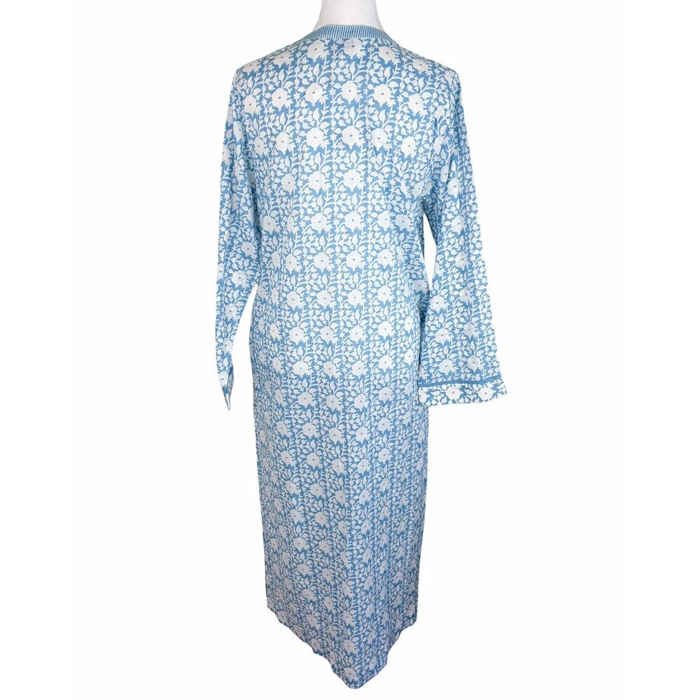 The Company Store Printed Blue Voile Caftan Midi Dress 100% Cotton Sz Small NWT - Picture 4 of 8